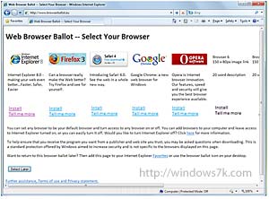 En Windows 7, viendo Browser Ballot