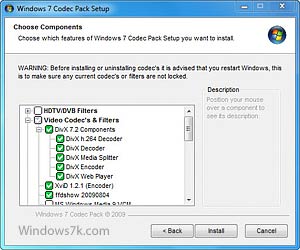 Windows 7 codec pack, para video y audio
